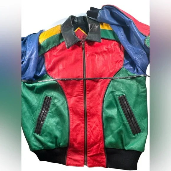 Michael Hoban RARE North Beach Leather Colorblock Moto Jacket Vintage Mens 40